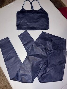 OFFLINE Navy Blue Activewear Set - Cropped Tank + High-Waist Leggings